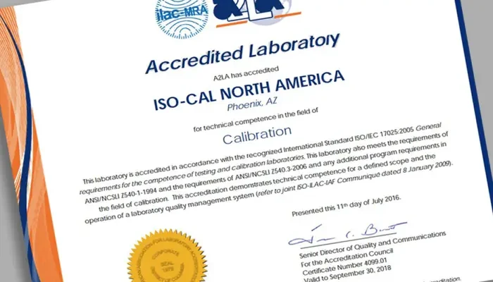 A2LA-certificate